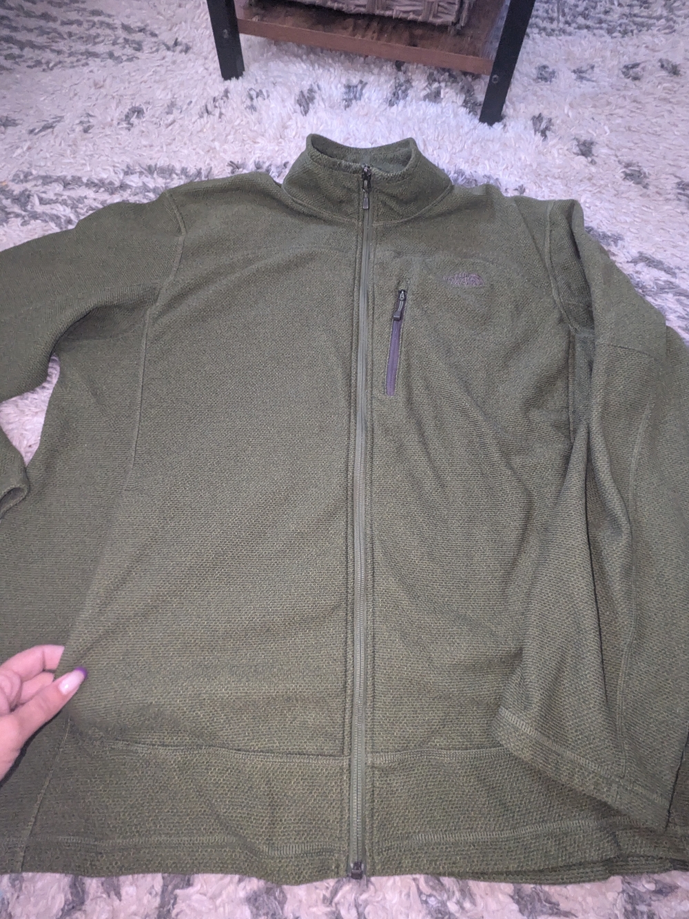 The North Face Men’s Olive Green Full-Zip Fleece Jacket